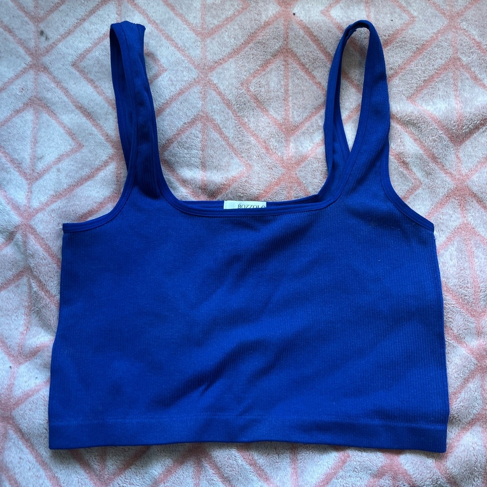 Blue Cropped Tank Top